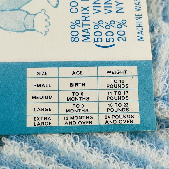 Vintage Gerber Infant Coverall L 18-23 lbs Blue White Stripe Train Stretch Terry - Picture 5 of 6